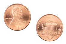 American Penny Isolated On White Background
