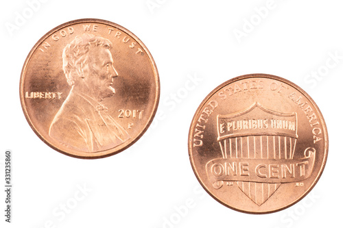 Fotomural American penny isolated on white background