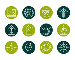 Canvas Print - sustainable energy alternative renewable ecology icons set block line style icon