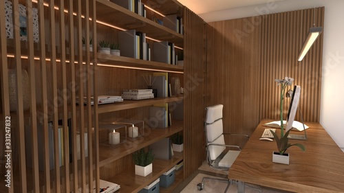 Cuadros en Lienzo ESTUDIO ESCRITORIO DE DESPACHO .RENDER 3D