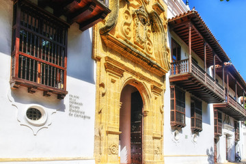Wall Mural - Ornate entrance to the Palace of the Inquisition, built in 1770, now the History Museum in the Historic centre of Cartagena in Colombia