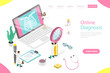 © TarikVision - Isometric flat vector landing page template of online diagnosis.