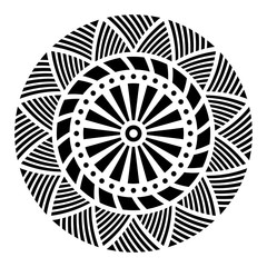 Wall Mural - Abstract circular ornament. Ethnic mandala. Stylized sun symbol. Rosette of geometric elements. Tribal ethnic motif. Stencil tattoo and prints. Round  pattern. Decorative vector design element.