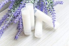 Lip Balm With Lavender. DIY Lipstick Made From Natural Eco-friendly Ingredients.