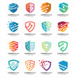 © i.d99d - Set of tech shield security logo design template element, Shield Idea logo design inspiration