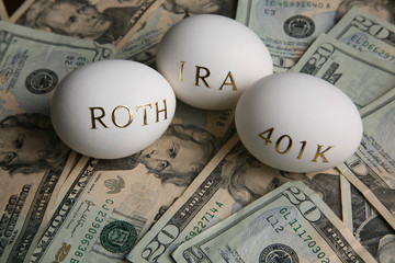 Money and nest eggs concept for retirement, savings, and financial planning