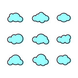 Fototapeta  - set of clouds icon vector sign isolated color editable. cloud symbol template for graphic and web design on white background