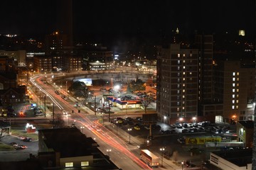 Poster - City with buildings and streets at night