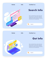 Wall Mural - search info vector website landing page template set