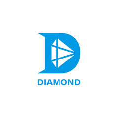 Canvas Print - Diamond logo concept with letter D.