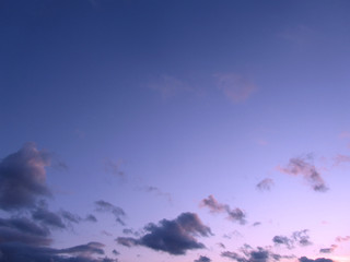 Wall Mural - evening clear sky with small fluffy clouds. gently purple pink sunset.