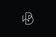 Minimal elegant monogram art logo. Outstanding professional trendy awesome artistic WB BW initial based Alphabet icon logo. Premium Business logo White color on black background