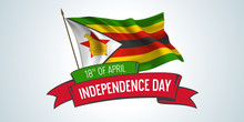 Zimbabwe Independence Day Greeting Card, Banner With Template Text Vector Illustration