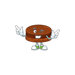 Sticker - Funny chocolate alfajor cartoon design style with wink eye face