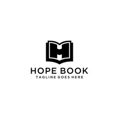 Creative modern education logo design illustration using book with H sign logo design template