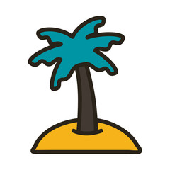 Sticker - tree palms summer line and fill style icon