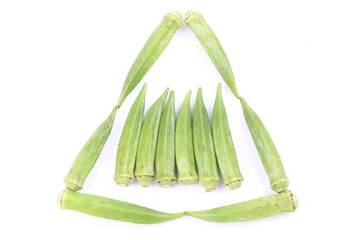 Fresh raw okra isolated on white background