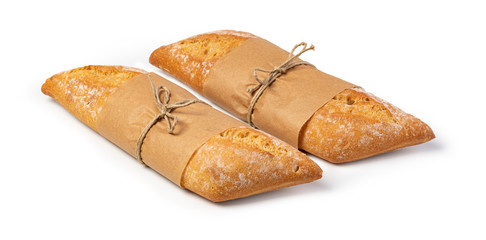 Canvas Print - fresh baked bread on white background