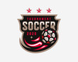 © augustos - Soccer logo design. Football emblem tournament template editable for your design.