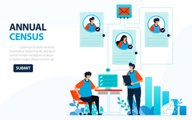 Vector Illustration For 2020 Population Census. Digital Concept With Survey And Check. Can Use For Landing Page, Template, Web, Mobile App, Poster, Banner, Flyer, Background, Website, Advertisement