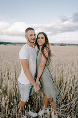 Wall Mural - Love story of the beautiful young man and woman