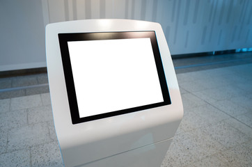 Wall Mural - Mock up template/background texture of a blank white touch screen kiosk/monitor machine