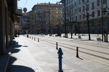 Sofia, Bulgaria - March 17, 2020: Empty Streets Of Sofia During Corona Virus Covid-19 Outbreak