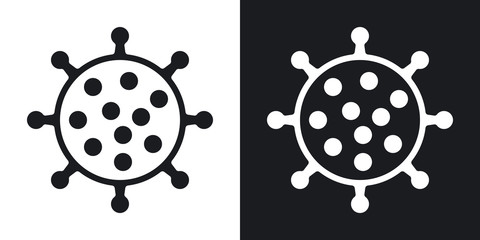 Coronavirus disease 2019 or COVID-19 icon. Minimalistic two-tone vector illustration on black and white background