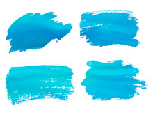 Abstract Watercolor Blue Brush Strokes Isolated On White, Creative Illustration,fashion Background. Vector