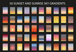 Sunset and sunrise gradient bundle. Sky backgrounds for nature landscapes. Vector poster or minimal card templates set. Great for web design or as phone wallpapers. Illustration.