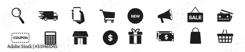 Fotografía Online shopping icons set, payment elements vector illustration