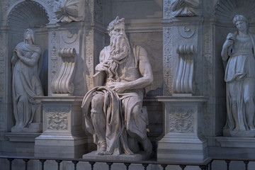 Moses sculpture by Michelangelo in San Petrio in Vincoli, Rome, Italy