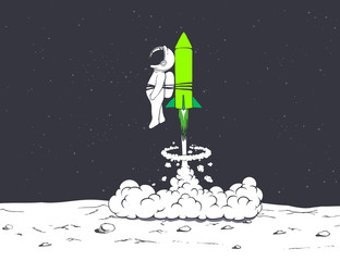 Wall Mural - rocket launch with astronaut