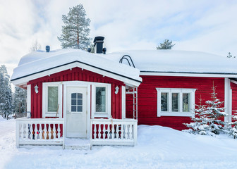 Poster - House at winter reindeer farm in Lapland Rovaniemi Finland