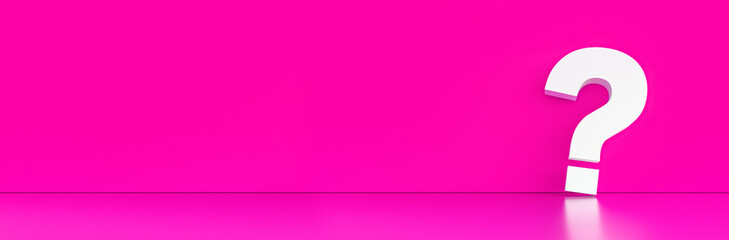 Wall Mural - question mark in front of a red color wall background. business support concept - 3d rendering.