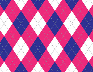 Canvas Print - Navy Blue and Hot Pink Argyle Background