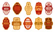 © WinWin - Beer vintage labels. Retro beers brewery badges, alcohol craft vintage lager can or bottle symbols vector isolated illustration set. Old label beer, typography premium badge lettering