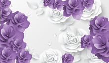 3d Wallpaper  Purple Flower Swan Butterfly Jewelry  Background