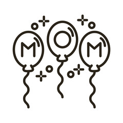 Wall Mural - mother day balloons helium line style icon