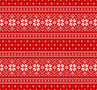 Christmas pattern. Seamless red and white nordic pixel pattern with snowflakes for Christmas and New Year wrapping, packaging, fabrics, or other designs.