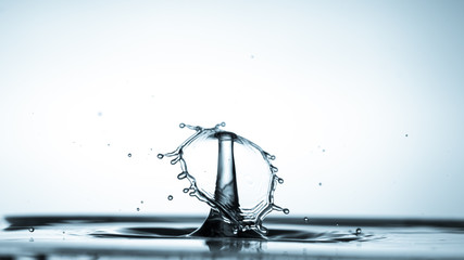 Poster - Close-up of a water drop falling on water surface