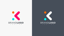 Abstract Letter K Logo Rounded Line With Dots. Flat Vector Logo Design Template Element.