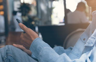 Wall Mural - Man using smartphone