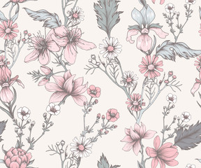 Naklejka na meble Seamless floral pattern in vintage style