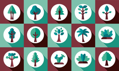 Wall Mural - bundle of trees silhouette style icons and lettering