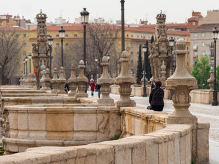 Wall Mural - MADRID.SPAIN.18/03/20 .Different images of Madrid's Toledo Bridge. during the coronavirus pandemic in March 2020.