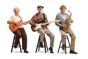 Sticker - Elderly people sitting and playing musical instruments