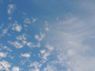 cirrus and cumulus clouds on blue sky