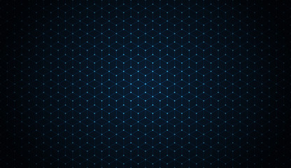 dark blue blockchain technology background with dots and hexagons