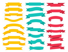 Set Of Banner Ribbon Elements On A White Background. Vector Illustration